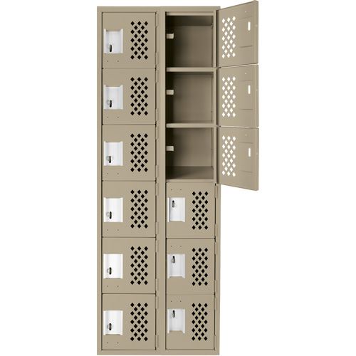 Assembled Lockerettes Clean Line Perforated Economy Lockers, 6 -tier, Bank of 2, 18" x 72" x 12", Steel Moffatt Supply & Specialties