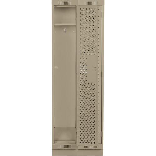 Clean Line Lockers, Bank of 2, 24" x 15" x 76", Steel, Beige, Rivet (Assembled), Perforated Moffatt Supply & Specialties