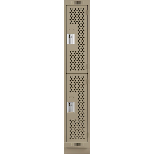 Clean Line Lockers, 2 -tier, 12" x 18" x 76", Steel, Beige, Rivet (Assembled), Perforated Moffatt Supply & Specialties
