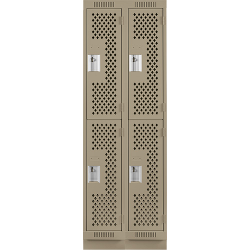 Casiers Clean Line, 2 niveaux, Bloc de 2, 24" x 18" x 76", Acier, Beige, Rivet (assembl&eacute;), Perfor&eacute; Moffatt Supply & Specialties