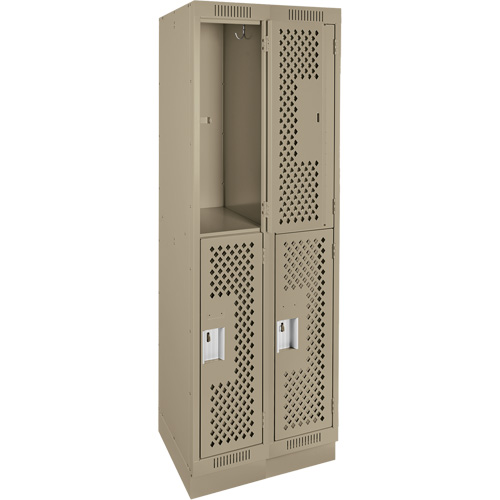 Casiers Clean Line, 2 niveaux, Bloc de 2, 24" x 18" x 76", Acier, Beige, Rivet (assembl&eacute;), Perfor&eacute; Moffatt Supply & Specialties