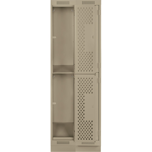 Casiers Clean Line, 2 niveaux, Bloc de 2, 24" x 18" x 76", Acier, Beige, Rivet (assembl&eacute;), Perfor&eacute; Moffatt Supply & Specialties