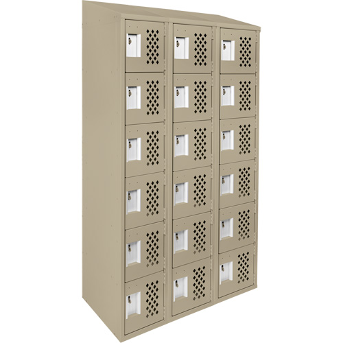 Assembled Lockerettes Clean Line Perforated Economy Lockers, 6 -tier, Bank of 3, 18" x 72" x 12", Steel Moffatt Supply & Specialties