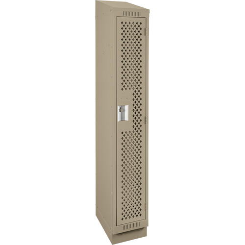 Clean Line Lockers, 12" x 12" x 82", Steel, Beige, Rivet (Assembled), Perforated Moffatt Supply & Specialties