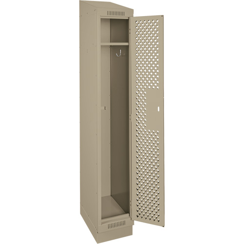 Clean Line Lockers, 12" x 12" x 82", Steel, Beige, Rivet (Assembled), Perforated Moffatt Supply & Specialties