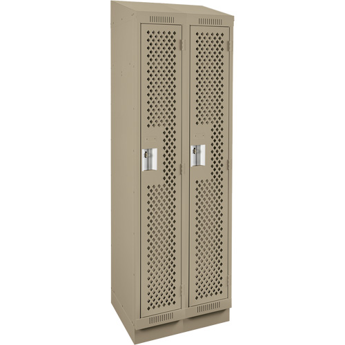 Clean Line Lockers, Bank of 2, 24" x 12" x 82", Steel, Beige, Rivet (Assembled), Perforated Moffatt Supply & Specialties