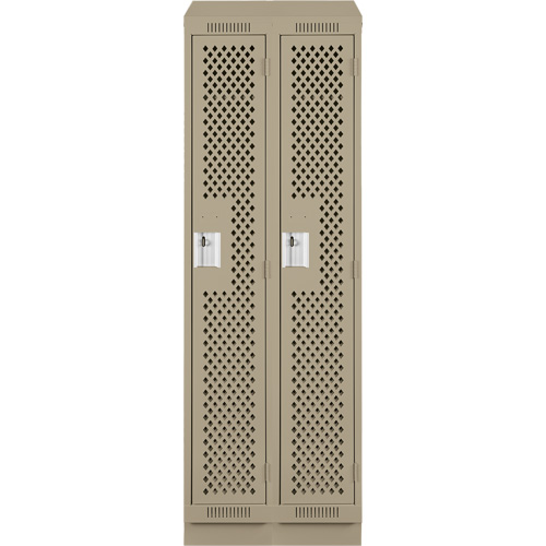 Clean Line Lockers, Bank of 2, 24" x 12" x 82", Steel, Beige, Rivet (Assembled), Perforated Moffatt Supply & Specialties