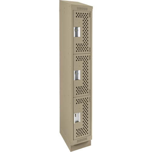 Casiers Clean Line, 3 niveaux, 12" x 18" x 82", Acier, Beige, Rivet (assembl&eacute;), Perfor&eacute; Moffatt Supply & Specialties