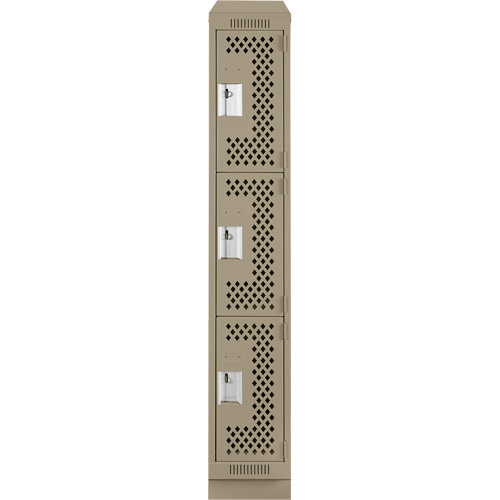 Casiers Clean Line, 3 niveaux, 12" x 18" x 82", Acier, Beige, Rivet (assembl&eacute;), Perfor&eacute; Moffatt Supply & Specialties