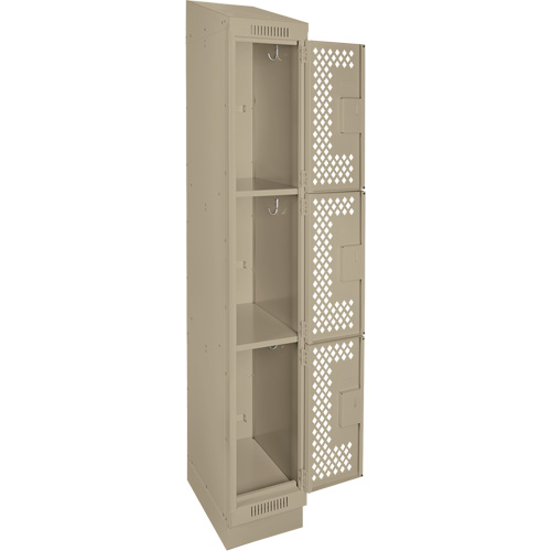 Casiers Clean Line, 3 niveaux, 12" x 18" x 82", Acier, Beige, Rivet (assembl&eacute;), Perfor&eacute; Moffatt Supply & Specialties