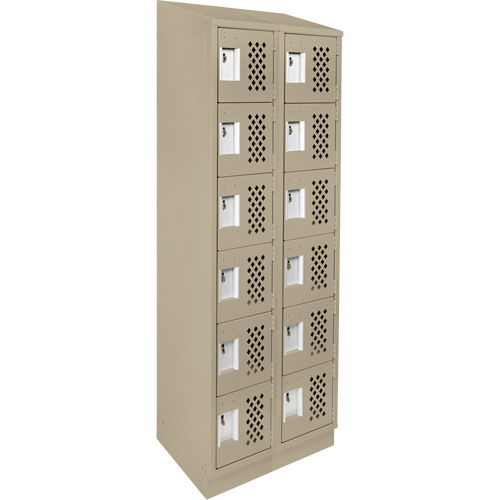 Assembled Lockerettes Clean Line Perforated Economy Lockers, 6 -tier, Bank of 2, 18" x 72" x 12", Steel Moffatt Supply & Specialties