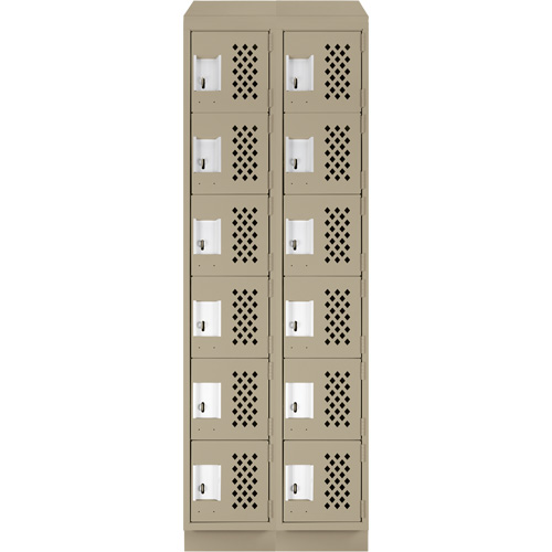 Assembled Lockerettes Clean Line Perforated Economy Lockers, 6 -tier, Bank of 2, 18" x 72" x 12", Steel Moffatt Supply & Specialties