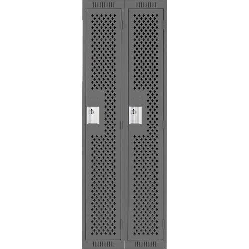 Clean Line Lockers, Bank of 2, 24" x 12" x 72", Steel, Charcoal, Rivet (Assembled), Perforated Moffatt Supply & Specialties