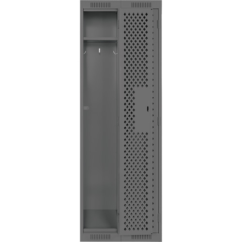 Clean Line Lockers, Bank of 2, 24" x 12" x 72", Steel, Charcoal, Rivet (Assembled), Perforated Moffatt Supply & Specialties