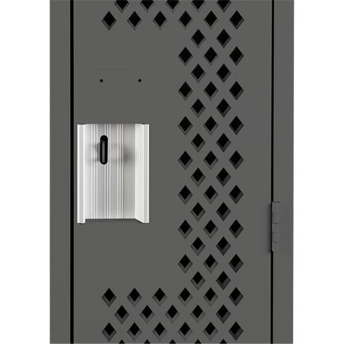 Clean Line Lockers, Bank of 3, 36" x 12" x 72", Steel, Charcoal, Rivet (Assembled), Perforated Moffatt Supply & Specialties