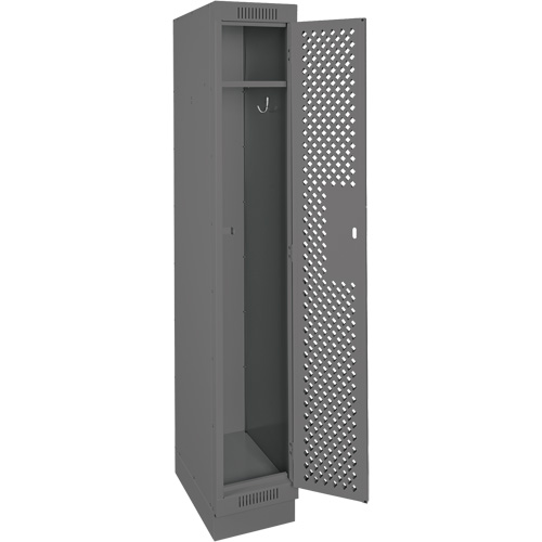 Clean Line Lockers, 12" x 12" x 76", Steel, Charcoal, Rivet (Assembled), Perforated Moffatt Supply & Specialties