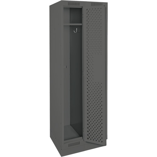 Clean Line Lockers, Bank of 2, 24" x 15" x 76", Steel, Charcoal, Rivet (Assembled), Perforated Moffatt Supply & Specialties
