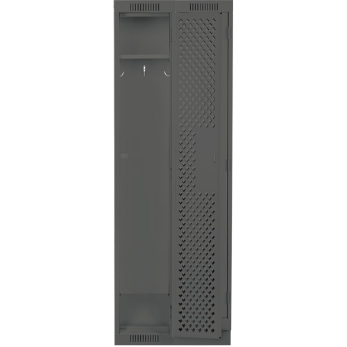 Clean Line Lockers, Bank of 2, 24" x 15" x 76", Steel, Charcoal, Rivet (Assembled), Perforated Moffatt Supply & Specialties