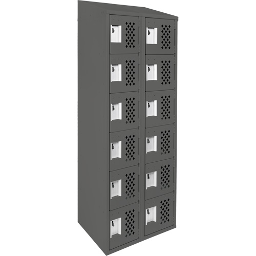 Assembled Lockerettes Clean Line Perforated Economy Lockers, 6 -tier, Bank of 2, 18" x 72" x 12", Steel Moffatt Supply & Specialties