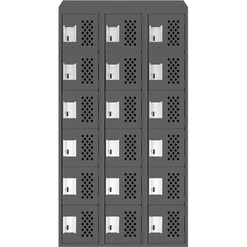 Assembled Lockerettes Clean Line Perforated Economy Lockers, 6 -tier, Bank of 3, 18" x 72" x 12", Steel Moffatt Supply & Specialties