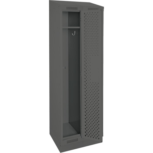 Clean Line Lockers, Bank of 2, 24" x 18" x 82", Steel, Charcoal, Rivet (Assembled), Perforated Moffatt Supply & Specialties
