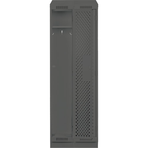 Clean Line Lockers, Bank of 2, 24" x 18" x 82", Steel, Charcoal, Rivet (Assembled), Perforated Moffatt Supply & Specialties