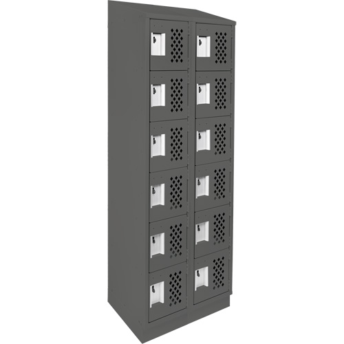 Assembled Lockerettes Clean Line Perforated Economy Lockers, 6 -tier, Bank of 2, 18" x 72" x 12", Steel Moffatt Supply & Specialties