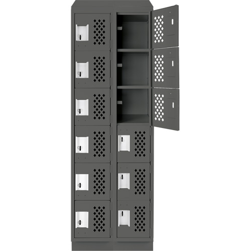 Assembled Lockerettes Clean Line Perforated Economy Lockers, 6 -tier, Bank of 2, 18" x 72" x 12", Steel Moffatt Supply & Specialties