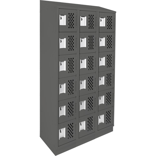Assembled Lockerettes Clean Line Perforated Economy Lockers, 6 -tier, Bank of 3, 18" x 72" x 12", Steel Moffatt Supply & Specialties