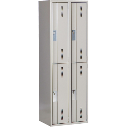 Concorde Heavy-Duty Lockers, 2 -tier, Bank of 2, 24" x 18" x 72", Steel, Grey, Welded (Assembled) Moffatt Supply & Specialties