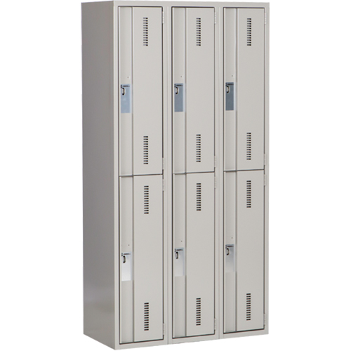 Casiers robustes Concorde, 2 niveaux, Bloc de 3, 36" x 18" x 72", Acier, Gris, Soud&eacute; (assembl&eacute;) Moffatt Supply & Specialties