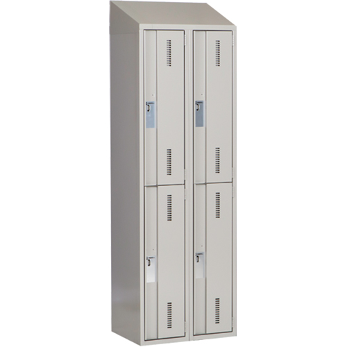 Concorde Heavy-Duty Lockers, 2 -tier, Bank of 2, 24" x 18" x 78", Steel, Grey, Welded (Assembled) Moffatt Supply & Specialties