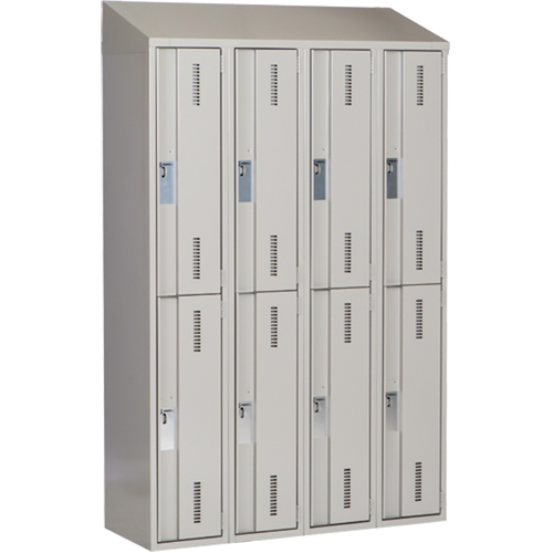 Casiers robustes Concorde, 2 niveaux, Bloc de 4, 48" x 18" x 78", Acier, Gris, Soud&eacute; (assembl&eacute;) Moffatt Supply & Specialties