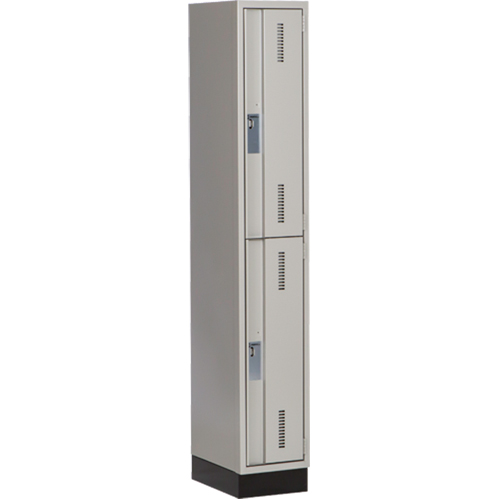 Concorde Heavy-Duty Lockers, 2 -tier, 12" x 18" x 76", Steel, Grey, Welded (Assembled) Moffatt Supply & Specialties
