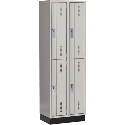 Concorde Heavy-Duty Lockers, 2 -tier, Bank of 2, 24" x 18" x 76", Steel, Grey, Welded (Assembled) Moffatt Supply & Specialties