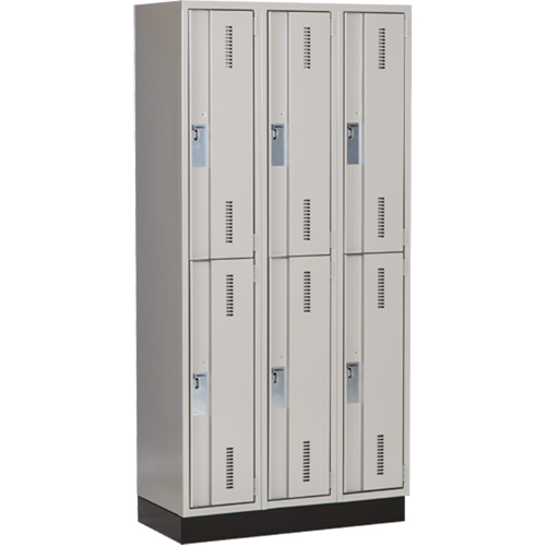 Concorde Heavy-Duty Lockers, 2 -tier, Bank of 3, 36" x 18" x 76", Steel, Grey, Welded (Assembled) Moffatt Supply & Specialties
