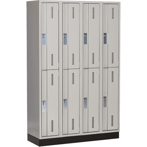 Casiers robustes Concorde, 2 niveaux, Bloc de 4, 48" x 18" x 76", Acier, Gris, Soud&eacute; (assembl&eacute;) Moffatt Supply & Specialties