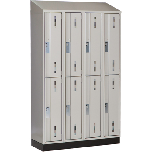 Concorde Heavy-Duty Lockers, 2 -tier, Bank of 4, 48" x 18" x 82", Steel, Grey, Welded (Assembled) Moffatt Supply & Specialties