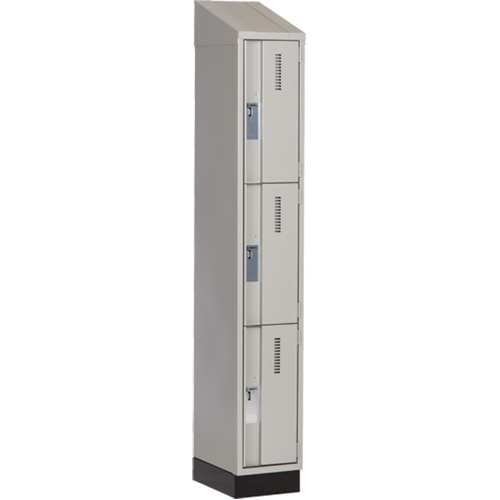Concorde Heavy-Duty Lockers, 3 -tier, 12" x 18" x 82", Steel, Grey, Welded (Assembled) Moffatt Supply & Specialties