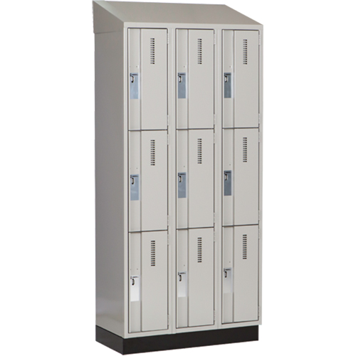 Concorde Heavy-Duty Lockers, 3 -tier, Bank of 3, 36" x 18" x 82", Steel, Grey, Welded (Assembled) Moffatt Supply & Specialties