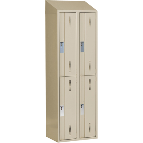 Concorde Heavy-Duty Lockers, 2 -tier, Bank of 2, 24" x 18" x 78", Steel, Beige, Welded (Assembled) Moffatt Supply & Specialties