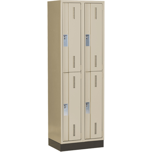 Concorde Heavy-Duty Lockers, 2 -tier, Bank of 2, 24" x 18" x 76", Steel, Beige, Welded (Assembled) Moffatt Supply & Specialties