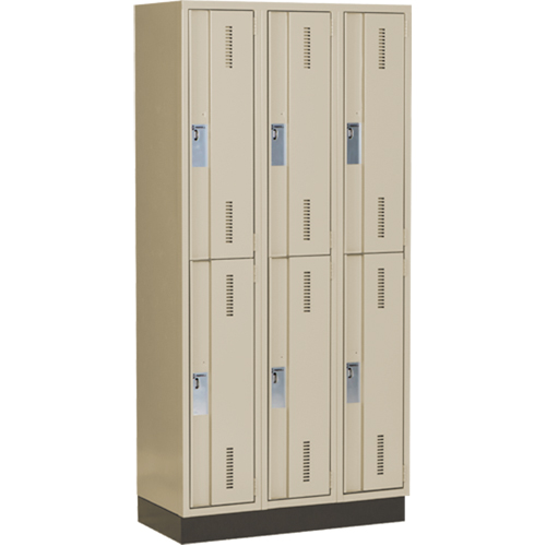 Concorde Heavy-Duty Lockers, 2 -tier, Bank of 3, 36" x 18" x 76", Steel, Beige, Welded (Assembled) Moffatt Supply & Specialties