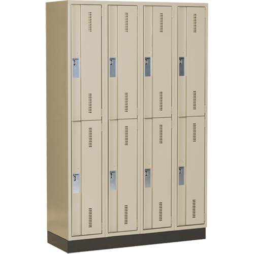Casiers robustes Concorde, 2 niveaux, Bloc de 4, 48" x 18" x 76", Acier, Beige, Soud&eacute; (assembl&eacute;) Moffatt Supply & Specialties