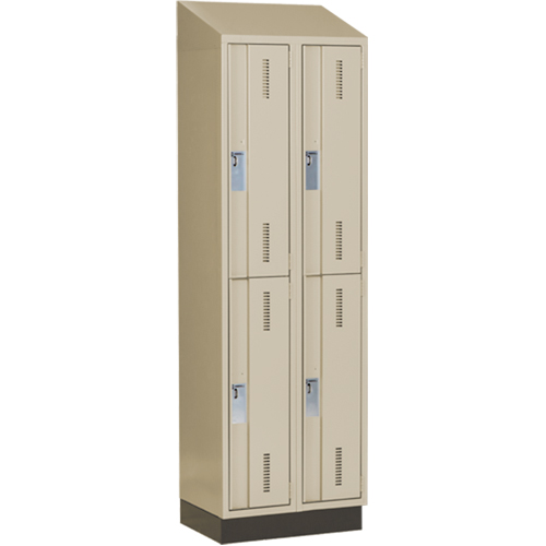 Concorde Heavy-Duty Lockers, 2 -tier, Bank of 2, 24" x 18" x 82", Steel, Beige, Welded (Assembled) Moffatt Supply & Specialties