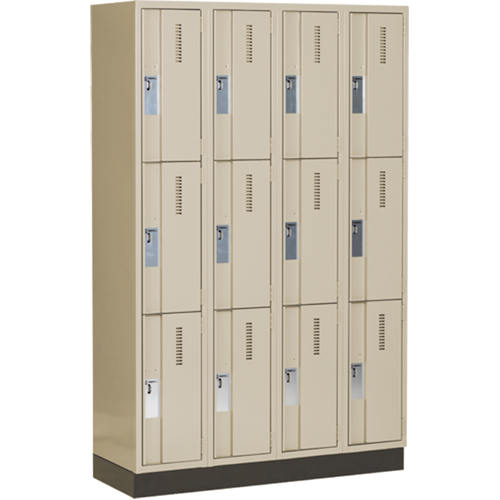 Concorde Heavy-Duty Lockers, 3 -tier, Bank of 4, 48" x 18" x 76", Steel, Beige, Welded (Assembled) Moffatt Supply & Specialties