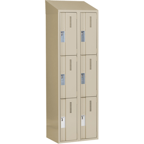 Concorde Heavy-Duty Lockers, 3 -tier, Bank of 2, 24" x 18" x 78", Steel, Beige, Welded (Assembled) Moffatt Supply & Specialties