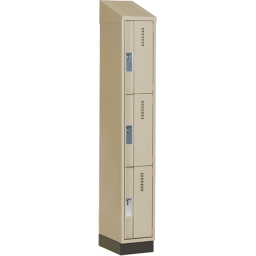 Concorde Heavy-Duty Lockers, 3 -tier, 12" x 18" x 82", Steel, Beige, Welded (Assembled) Moffatt Supply & Specialties