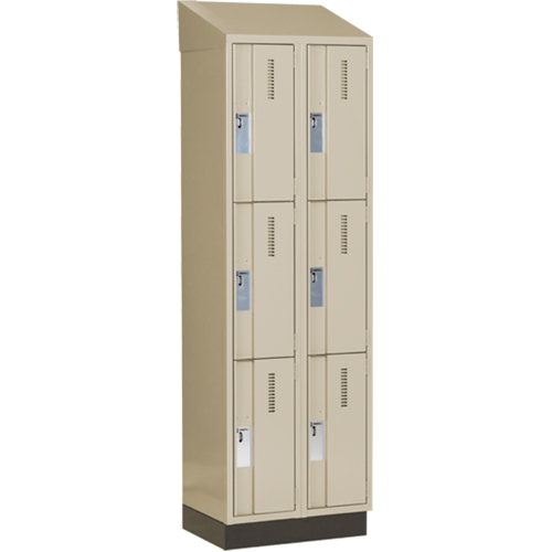 Concorde Heavy-Duty Lockers, 3 -tier, Bank of 2, 24" x 18" x 82", Steel, Beige, Welded (Assembled) Moffatt Supply & Specialties