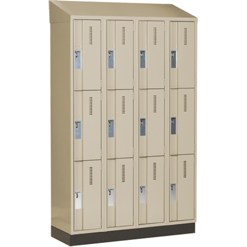 Concorde Heavy-Duty Lockers, 3 -tier, Bank of 4, 48" x 18" x 82", Steel, Beige, Welded (Assembled) Moffatt Supply & Specialties